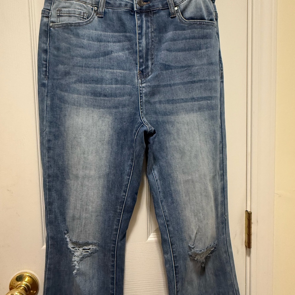 Grace & Lace Split Flare Denim Distressed Women's Jeans 10 NWT - Picture 10 of 10